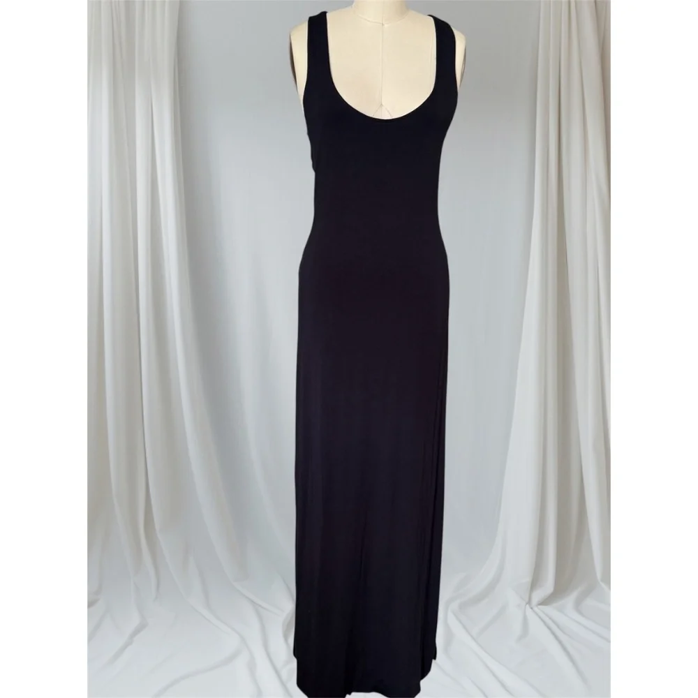 MICHAEL MICHAEL KORS Black Jersey Halter-neck Front Slit Maxi Dress Size Small‎
